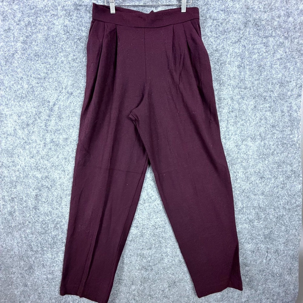 Mark Eisen Dress Pants Womens 10 Purple High Waisted Pleated Pull On Minimalist